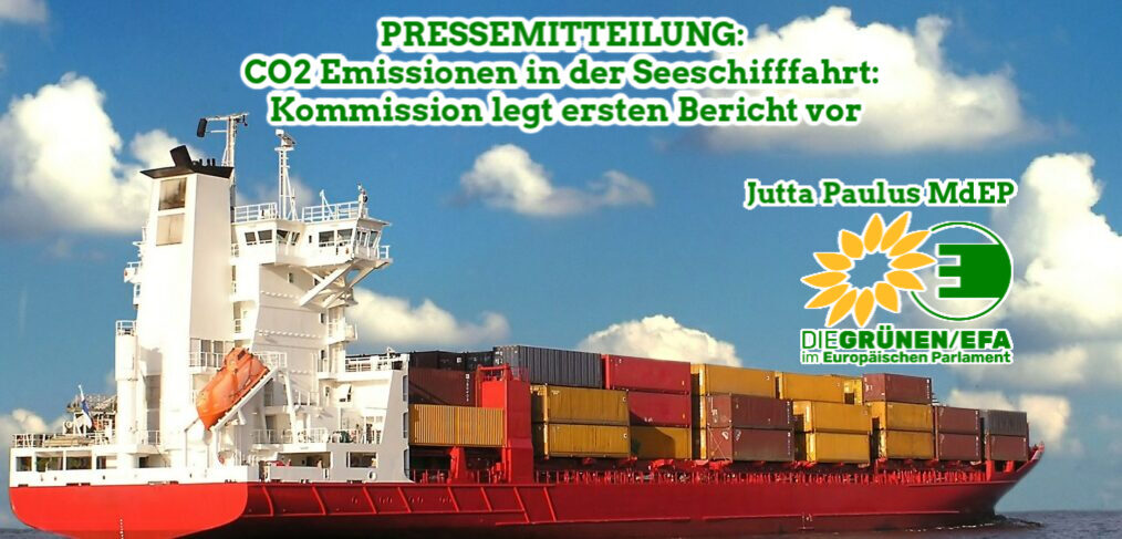 Pressemitteilung CO2 Emissionen in der Seeschifffahrt. Bild von einem Containerschiff.